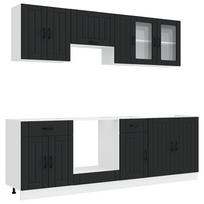 vidaXL Virtuvinių spintelių komplektas, 8 dalių, Kalmar, juoda