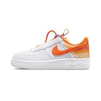 Nike Air Force 1 Toggle Leather Casual Slip Resistant Abrasion Resistant Low top Kids' Skateboarding Shoes White Orange DR8410-181 28