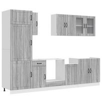 vidaXL Virtuvinių spintelių komplektas, 8 dalių, Kalmar, pilka