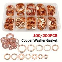Red Copper Washer Set: 100/200pcs M5-M14 Sealing Gasket Repair Toolbox 100 pcs