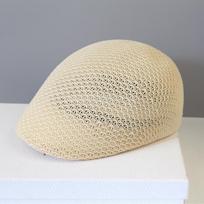 2026 summer mesh breathable beret for women  Hollowed out Casual Duckbill Retro Artist Hat man Solid Plain Ivy flat cap smėlis