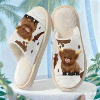 Škotų aukštumų galvijų medvilninės šlepetės vyrams ir moterims - Ruduo/Žiema Size 40-41