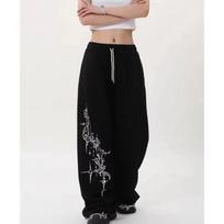 Trendy Street Dance Jazz Dance Pants Loose Hiphop Sweatpants for Women Retro Style Loose Fit S
