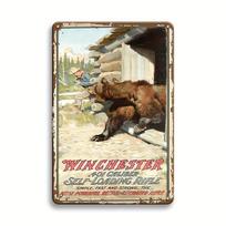 Vintage Winchester  Caliber SelfLoading Rifle Bear Hunting Metal Tin Sign Wall Decor 20X30CM