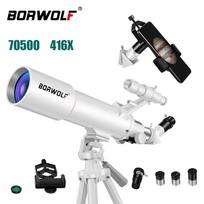 BORWOLF 70500 HD Astronominis Teleskopas - Didelis Didinimas Profesionalioms Žvaigždžių ir Mėnulio Stebėjimui. 70500 white