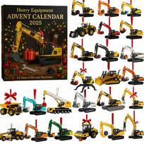 2026 Christmas Advent Calendar 2D Flat Acrylic Construction Vehicle Ornaments Heavy Equipment Xmas Countdown Calendar Gifts Box black