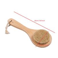 1Pcs Natural Bristle Exfoliating Body Brush Soft Bristle Non-Slip Wooden Handle with Hanging Rope for Shower one size beige