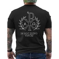 Men'S Chi Rho Christogram Catholic T-Shirt with Back Print - Ideal Present S juoda