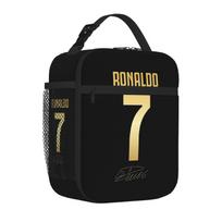 CR7 Futbolo Mėgėjų Spaudinys Izoliuotas Pietų Krepšys Daugkartinio Naudojimo Nešiojamas Oksfordo Terminis Šaldytuvas Pietų Bento Krepšys Mokyklai Darbui Paplūdimiui One Size beige