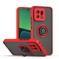 KEYSION Fashion matinis dėklas, skirtas Xiaomi 13 Pro 5G skaidrus silikonas + PC žiedinis stovas, atsparus smūgiams telefono dangtelis, skirtas Xiaomi Mi 13 Pro for Xiaomi 13 raudona