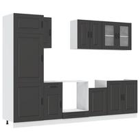 vidaXL Virtuvinių spintelių komplektas, 8 dalių, Kalmar, juoda