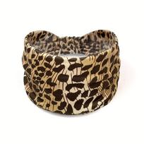 1pc Stylish Leopard Print Wide Headband for Women - Elastic, Non-Slip, Moisture-Wicking Yoga & Workout Hairband - Soft Polyester Knit Fabric