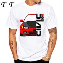 Civic EG hatch white with graffiti background Classic T-Shirt New Summer Men Short Sleeve Boy Casual White Tees Sport Tops S