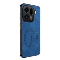 Prabangus matinis kortekso odos telefono dėklas OPPO Find X9 Pro, skirtas Oppo Find X9 Pro, atsparus smūgiams silikoninis magnetinis apsauginis dangtelis Oppo Find X9 Pro mėlyna
