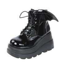 Punk Women Boots Ladies Cosplay High Boots Comfort Long Tube Leather Boots Platform Wedges Women Shoes Gothic Style 35