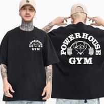 Karštas išpardavimas Powerhouse Gym spaudos marškinėliai vyrams moterims kasdieniai madingi dideli marškinėliai aukštos kokybės 100% medvilnės marškinėliai trumpomis rankovėmis XXXL juoda