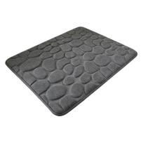 Memory Foam Bathroom Mat Non-Slip PVC Backing Super Soft Absorbent Memory Foam Bath Rug with 3D Embossed Pebble Design Floor Mat 60x90cm tamsiai pilka spalva