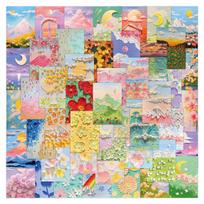 60-Piece Romantic Oil Painting Postcards Greeting Cards for Journaling & Birthdays gray
