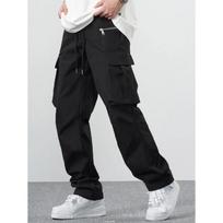 2026 New Loose Multi-Pocket Trousers Men's Casual Versatile Cargo Pants S juoda