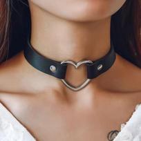 PU Leather Heart Lock Key Spike Choker for Women Gothic Cosplay Party Black Multi Color Punk Collar Necklace Sexy Jewelry 40cm juoda