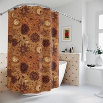 Bohemiška saulės ir mėnulio dušo užuolaida - Dangaus dykumos tema, žvaigždynų žvaigždžių vonios dekoras W60H190(CM)-1 Pcs brown