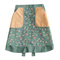Breathable Half Apron with Pockets Water-Resistant Kitchen Waist Apron for Cooking Gardening Waitress Floral Print Adjustable Baking Catering Apron žalia