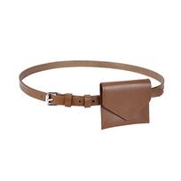 Ins Korean Style Women Waist Bag PU Solid Color Belt Envelope Waist Bag Clutch Bag Card Pocket Small Card Bag Outdoor ruda