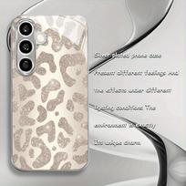Gold leopard pattern glass phone case for Samsung galaxy S26 S25 S24 S23 S22 S21 S20 FE Ultra Plus 5G anti-fall back cover Galaxy S25 sidabras
