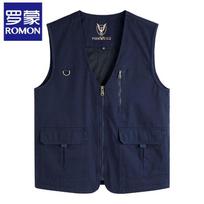 Romon Men's Outdoor Multi-Pocket Work Vest 4XL džinsinio mėlyna spalva