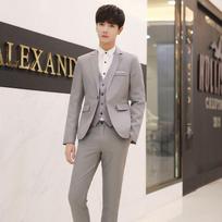 Mens Suit Korean Version of Youth Slim Fit Single Color Single-row One-button Small Blazer M pilka spalva