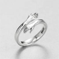 Romantic Love Hug Hand Rings Creative Love Forever Open Finger Rings Adjustable Exquisite Jewelry Ring For Women Party Gift Resizable
