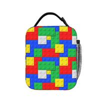 Retro 8-bit Pixel Building Blocks Art Lunch Bag  Convenient Lunch Box Unisex Picnic Designer Cooler Bag Thermal Lunch Bags One Size