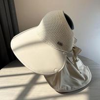 UPF 50+ Wide Brim Sun Hat Adjustable Empty Top Hat Fashion Full Face Cover Hat  For Women smėlis