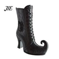 Gothic Style Gift Witch Boot Vase, Halloween Table Centerpiece Black Spider Web Ornamental Pointed Toe High Heel, Flower Holder for Mantel Shelf juoda