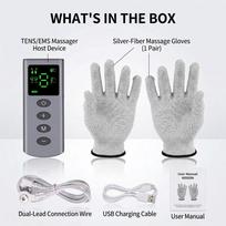Smart Electronic Pulse Hand Massage Gloves Silver Fiber Muscle Relaxer Kit 4 Modes 9 Levels