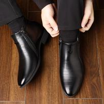 Men's Pointed Toe Dress Boots Ankle Boots Western Boot Casual Cowboy Boots Slip On Chelsea Booties PU Leather Pull on Walking Work Short Boots Shoes 39 juoda