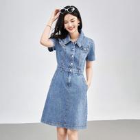 2024 Nanyou Casual Chic Age-Defying Denim Dress - Women's Fashion Small mėlyna