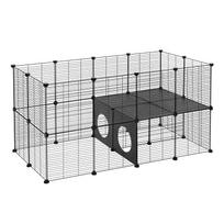 Versatile Metal Rabbit Cage Small Animal Playpen Portable Creative Metal Fence For Guinea Pigs/Bunny/Hedgehogs/Chickens black