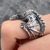 Adjustable Pterosaur Wings Ring Punk Style Black Dragon Rings Exquisite Dragon Rings  For Men KTJ Resizable