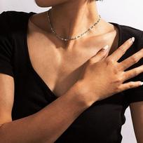 Imitation Pearl Clavicle Chain Double Layer Pearl Choker Necklace  For Women Jewelry Girl Gift 26081-silver