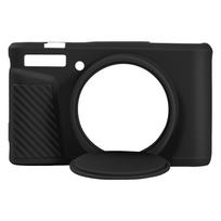 skirta Canon PowerShot SX740 HS/SX730 HS minkštas silikoninis dėklas su nuimamu objektyvo dangteliu, guminė kameros apsauga, apsauganti nuo įbrėžimų, plonas juoda