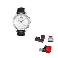 TISSOT Junya Collection Kvarcinis Mechanizmas Vyriški Laikrodžiai Laikrodis 42mm Baltas Ciferblatas Nerūdijančio Plieno Dėklas Odinė Apyrankė T063.617.16.037.00 White Dial black