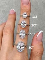 925 Sterling Silve Gorgeous Shiny 1-8CT Zircon Oval Stone Ring For Women Engagement Wedding Luxury High Quality Fine Jewelry 9&2 Carat brown