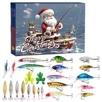 2025 Fishing Advent Calendar Christmas Countdown Calendar 24 Days Fishing Lures Set Ornament Xmas Surprise Gift for Fisher Men Calendars