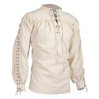 Halloween Men's Gothic Long Sleeve Tie Wide Loose Casual Color Shirt Top XXXL smėlis