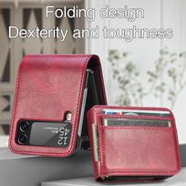 for Samsung Z Flip 7 4 3 6 5 2 flip7 FE Flip6 flip5 Leather Case for Samsung Galaxy Z Flip 4 3 5G Flip3 Flip4 Phone Accessories for Galaxy Z Flip 4 raudona