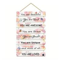 Inspirational Girl Room Decor Motivational Wall Art Plaque Positive Affirmations Hanging Wooden Sign for Girls Kids Room Nursery Toddlers rožinė