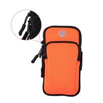 Universal Waterproof For Phone Money Keys Running Accessories Arm Bags Sports Armband Phone Case With Headset Hole oranžinė