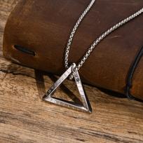 Men's Norse Viking Necklaces for Boys,Waterproof Stainless Steel Triangle Geometric Pendant Amulet Collar, 55/60/70cm Box Chain 70cm