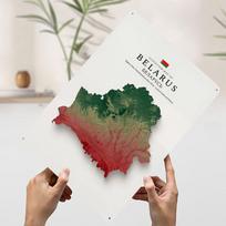 Elevation Map of Belarus Personalized D Textured Metal Poster Wall Art Vintage Tin Signs for Home Decor Living Room Wand Deko 20x30cm（7.8x11.8inch）